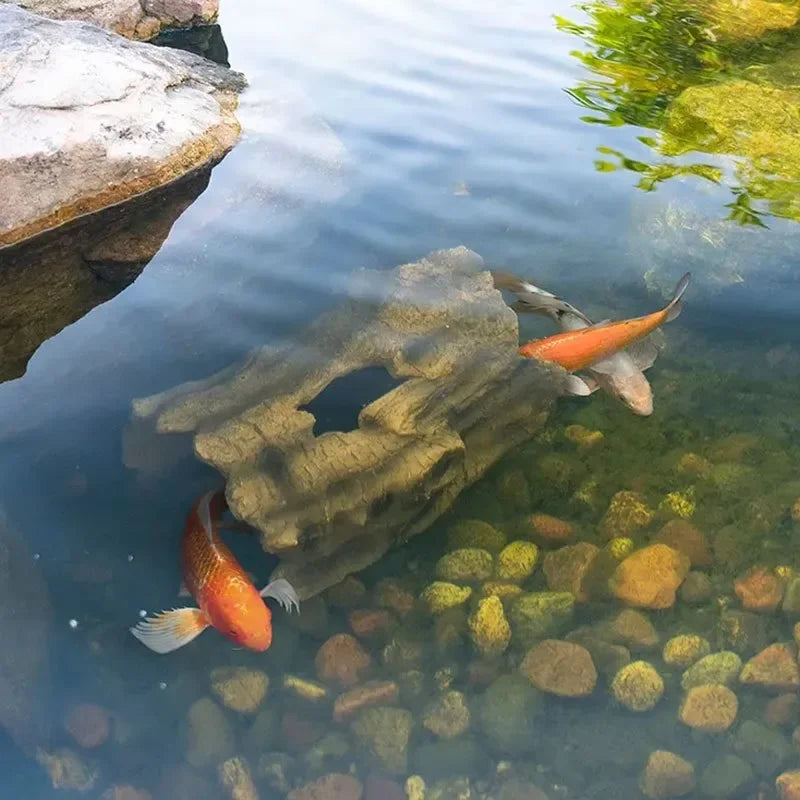 Aquascape Faux Log Fish Cave for aquariums, natural-looking decorative feature with hollow interior for fish hiding and exploring.