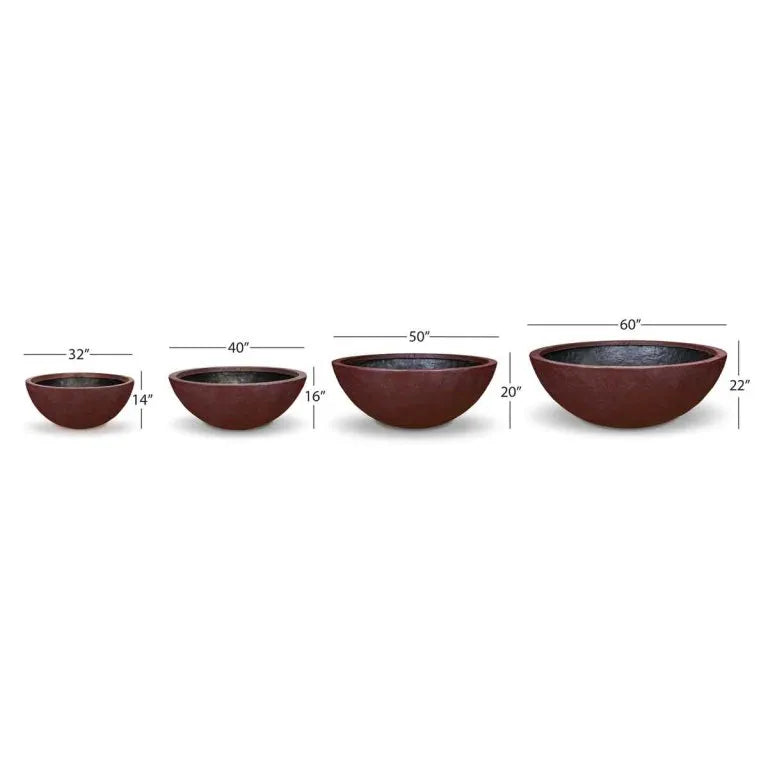 Aquascape Merlot decorative fountain bowl, 50-inch diameter, vibrant red ceramic with a smooth finish.