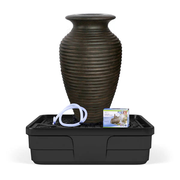 Aquascape Small Rippled Urn decorative feature with textured surface, suitable for garden or pond decoration.