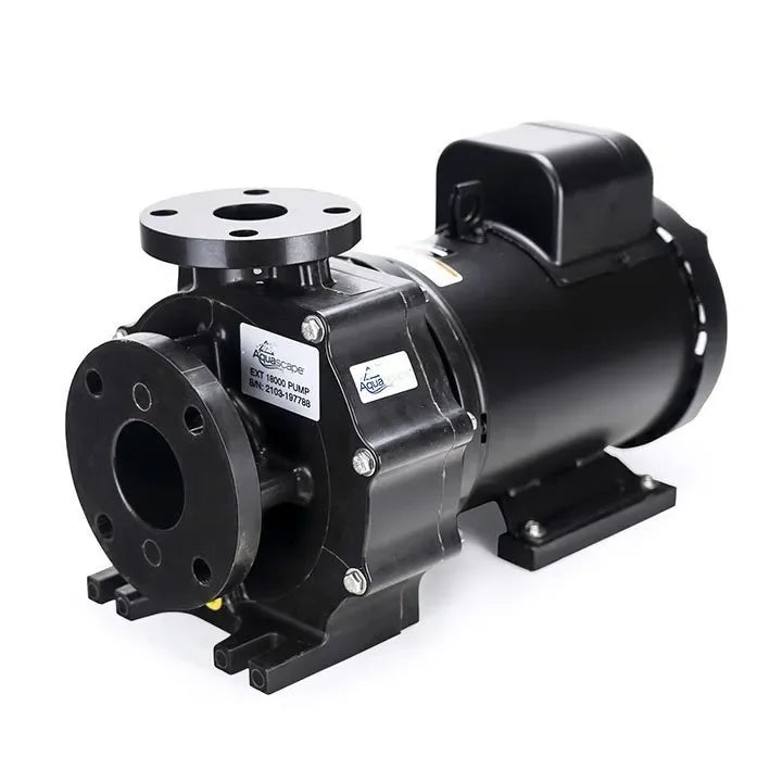 Aquascape Ext 18000 pond pump, an external pump for water circulation in ponds, with a sturdy design and powerful performance