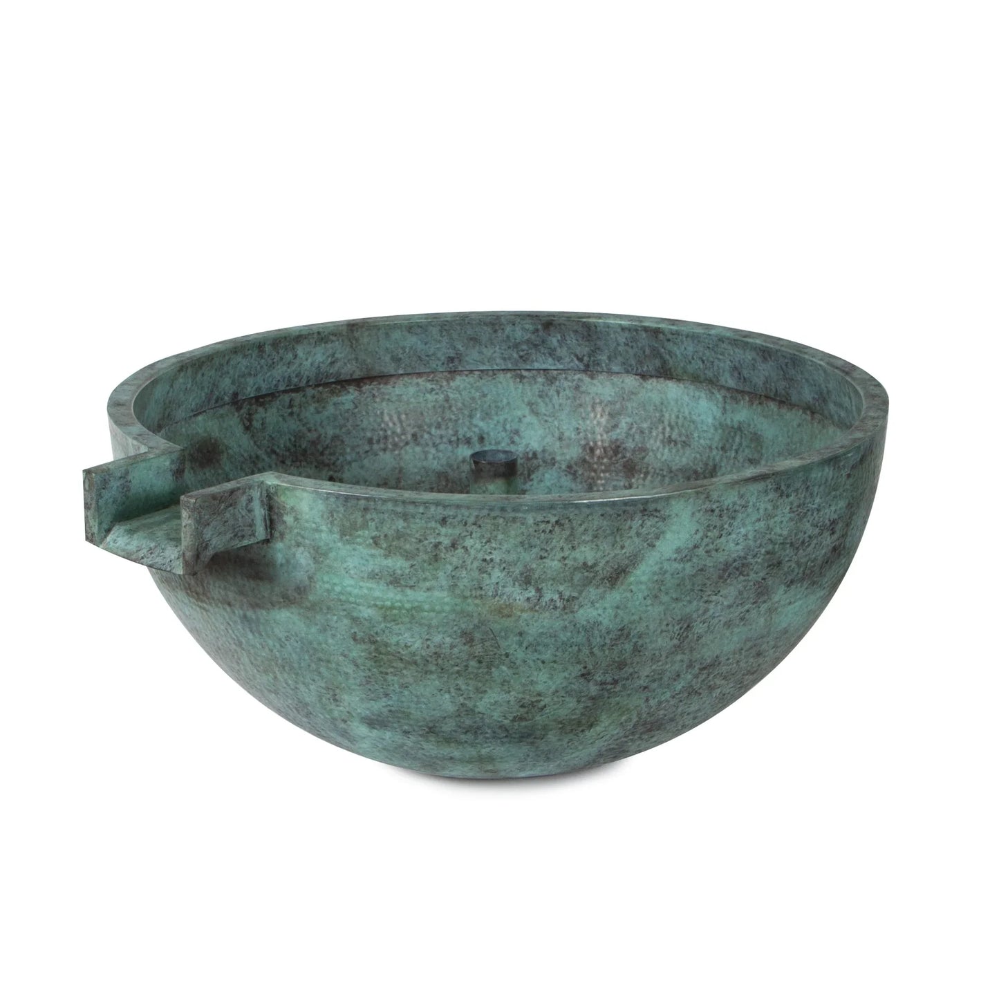 Decorative Atlantic Water Gardens 30-inch hammered brass bowl with a 4-inch spillway for water features and garden decor.