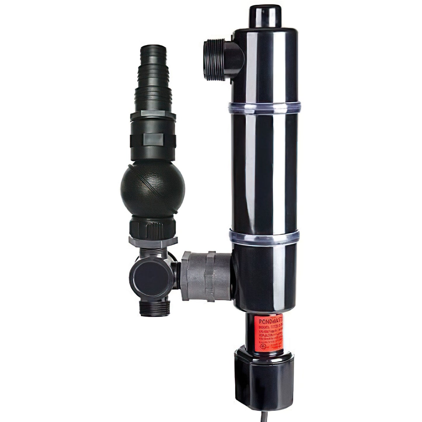 Danner Pondmaster 20-Watt Submersible UVC clarifier for ponds, featuring a compact design and built-in UV sterilization for clear water.