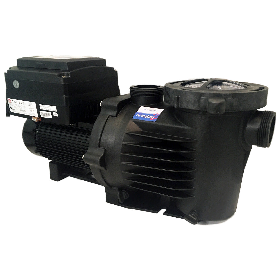 PerformancePro Pumps ArtesianPro High Flow Variable Speed External Pump showing the pump with control panel and specifications.