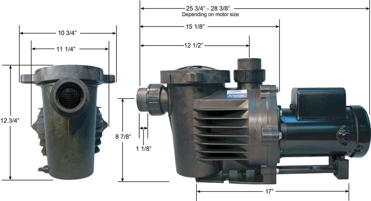 PerformancePro Artesian 2 5800 self-priming external pump with 8-foot cord, showcasing durable construction and pump inlet/outlet ports.