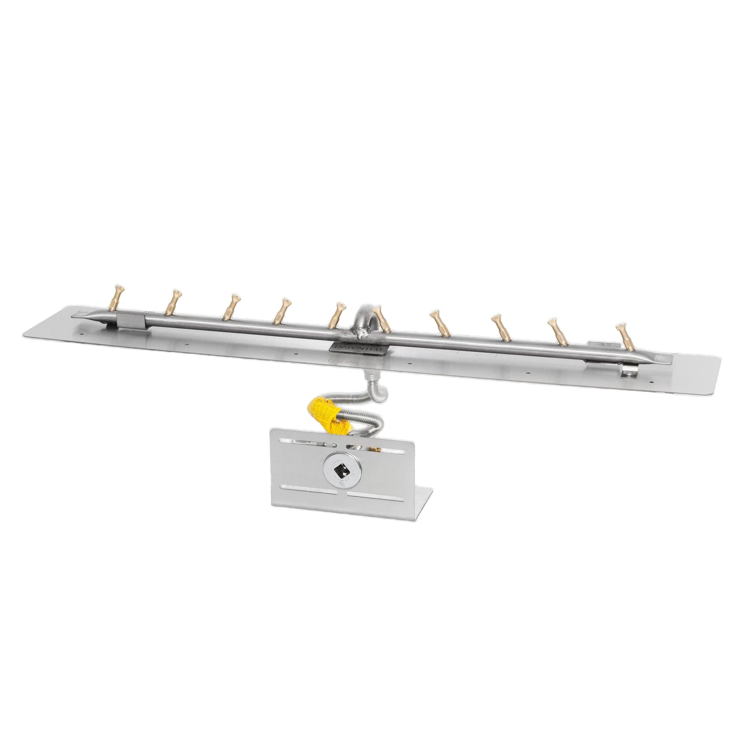 The Outdoor Plus Burner & Pan Combo W/12v Ignition - 8"x84" Rectangular Drop-in Pan and 72" Brass Linear Bullet Burner - 12v Electronic Ignition