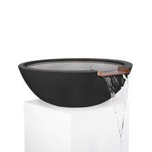33" Sedona GFRC Water Bowl - Black/ Smooth Flow Water Fitting / Copper Spillway