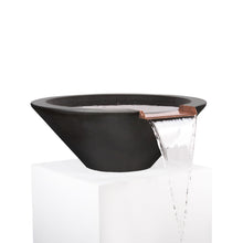 31" Cazo GFRC Water Bowl - Black / Smooth Flow Water Fitting / Copper Spillway