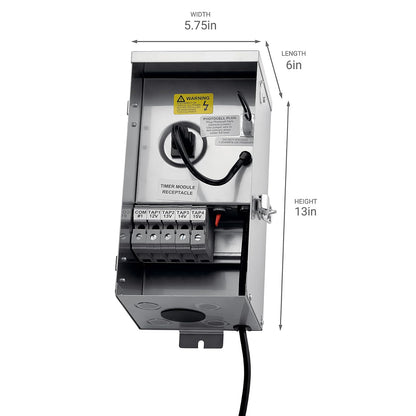 Kichler Pro Contractor Series Transformers - Stainless Steel, Angled 15V Taps, Multiple Commons, Lifetime Warranty