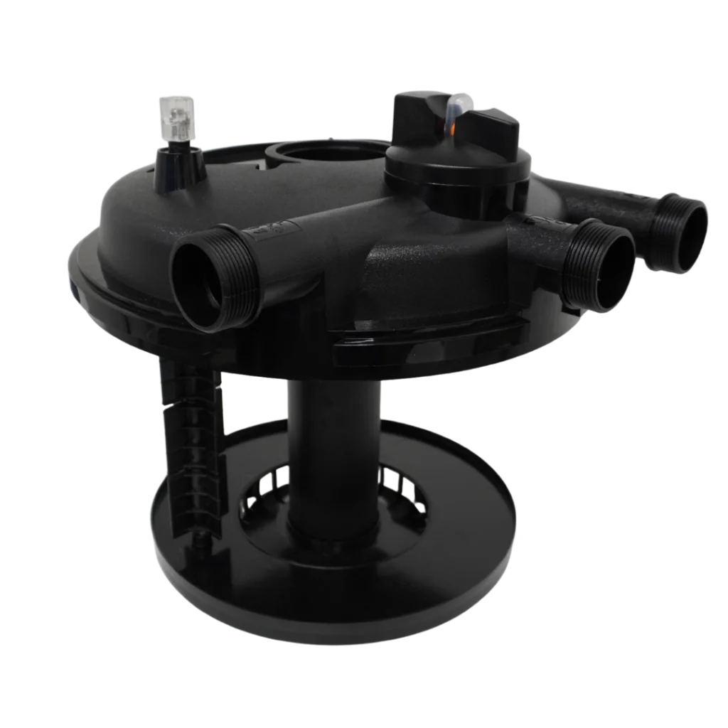 PondMax replacement lid assembly for PF2400 Gen2 pond filter, showing the black lid with handle and connector parts.