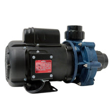 Teton Dynamics Ecostream Series XT-3500 inline pump viewed from the side, showing its compact design and inlet/outlet connections.