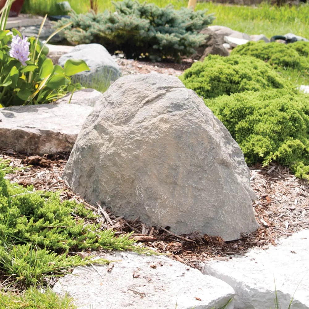 Airmax Truerock large boulder rock in greystone, decorative feature, showcasing textured natural stone with dimensions 33x24x20.