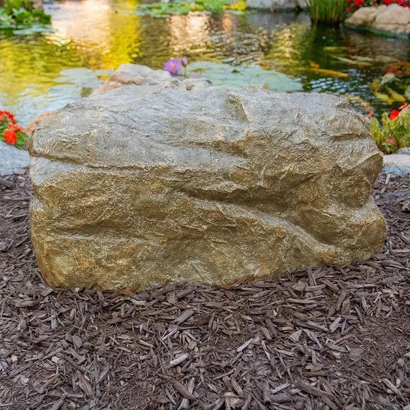 Aquascape Faux Rock Cover, 25" L x 15" W, decorative feature mimicking natural rock for pond or water feature concealment