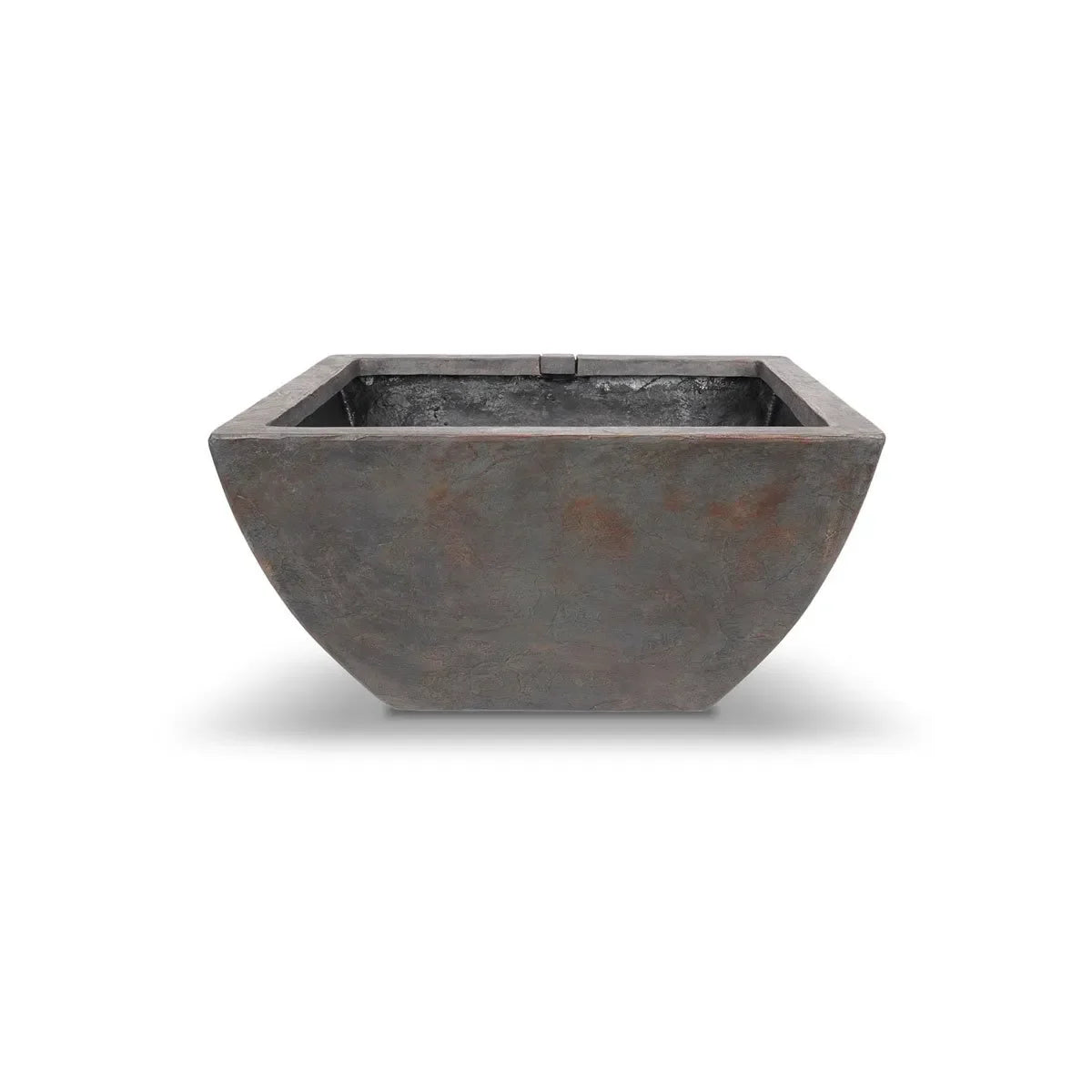Gray slate Aquascape fountain bowl, 27-inch square decorative feature with natural stone appearance for outdoor water features.