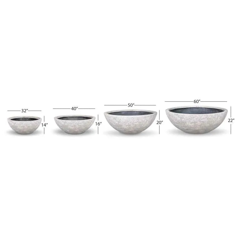 Aquascape decorative fountain bowl in lunar gray, 50-inch diameter, showcasing a stylish outdoor water feature with a sleek finish.