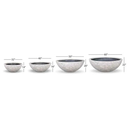 Aquascape decorative fountain bowl in lunar gray, 50-inch diameter, showcasing a stylish outdoor water feature with a sleek finish.