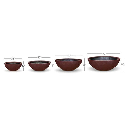 Aquascape Merlot decorative fountain bowl, 50-inch diameter, vibrant red ceramic with a smooth finish.