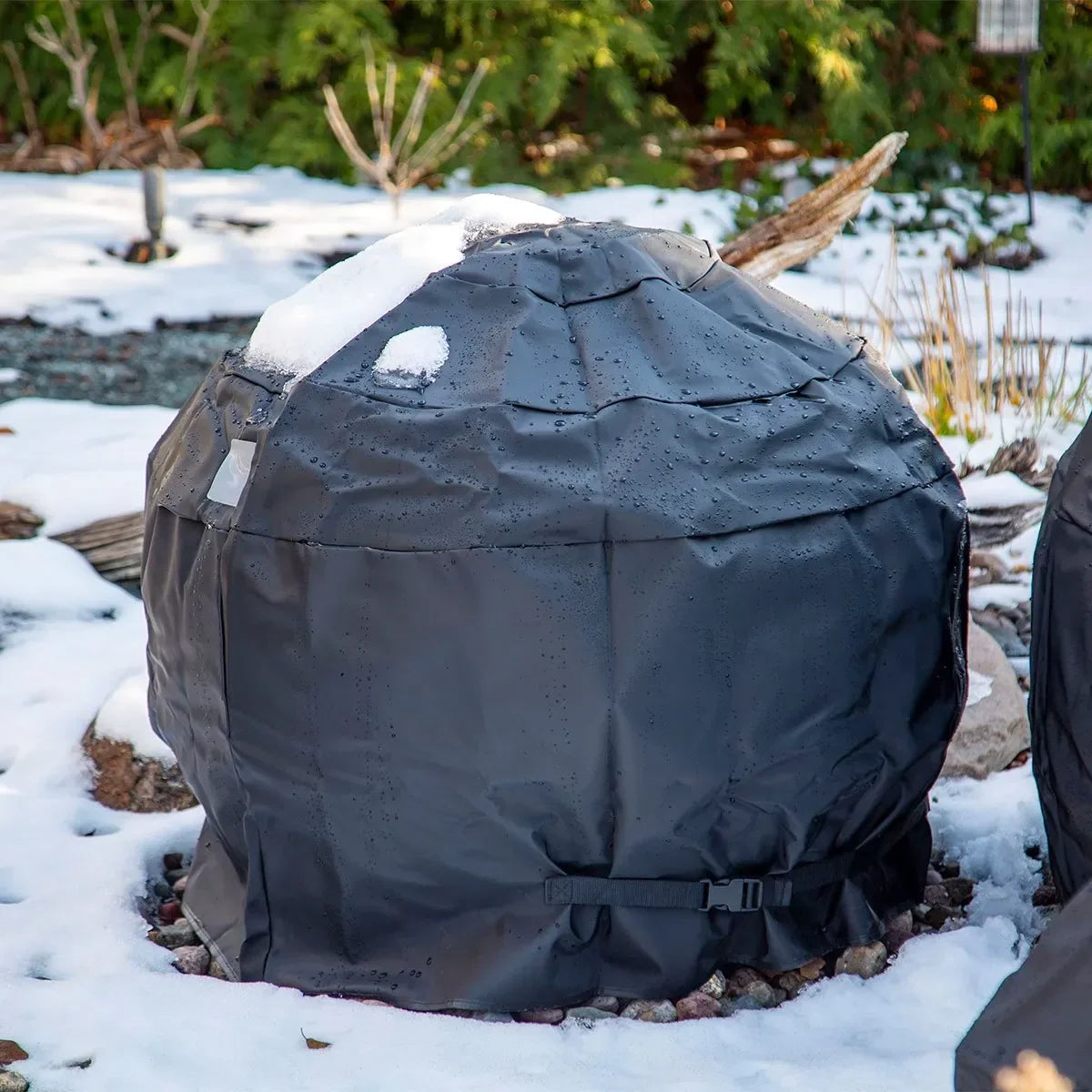 Aquascape 40-inch decorative fountain cover sphere, a stylish outdoor feature for garden or pond decor.