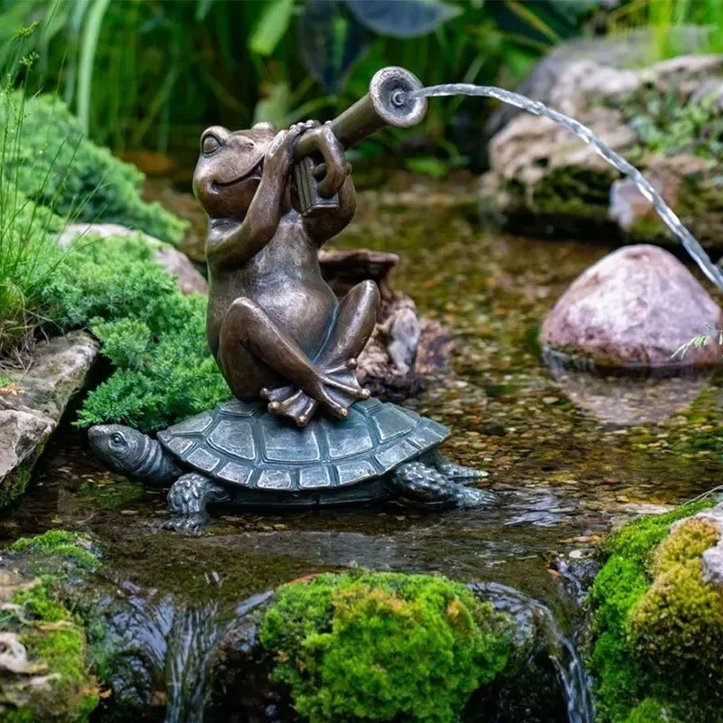 Aquascape Jazz Frog Spitter decorative feature with frog sculpture and water spout, ideal for pond or water garden decor