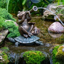 Decorative Aquascape Jazz Frog Spitter feature with realistic frog design and water spout, ideal for pond or water garden decoration.