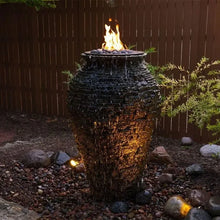 Aquascape large fire and water stacked slate urn decorative feature with fire bowl on top and water basin at the base