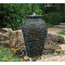 Aquascape Mini Stacked Slate Urn 13-inch decorative feature with layered slate design for garden or patio decoration.