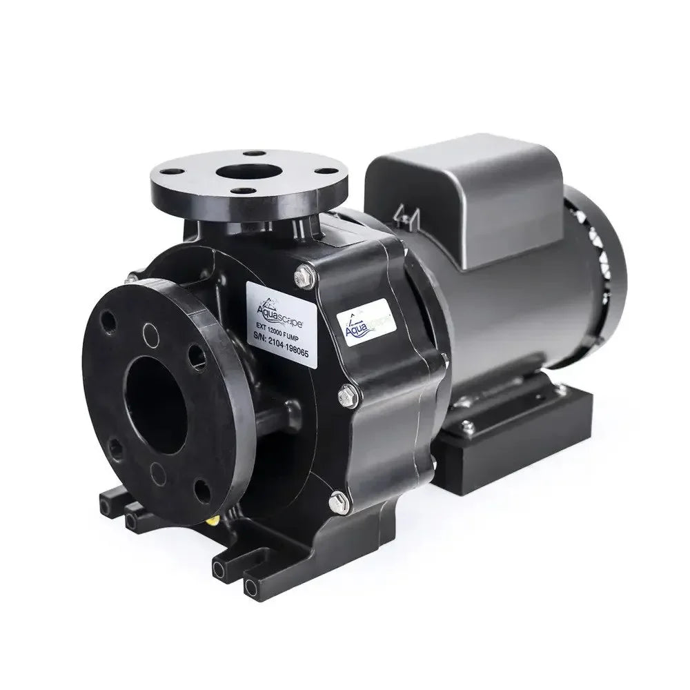 Aquascape Ext 12000 pond pump, external pump for water circulation and filtration in outdoor pond systems.