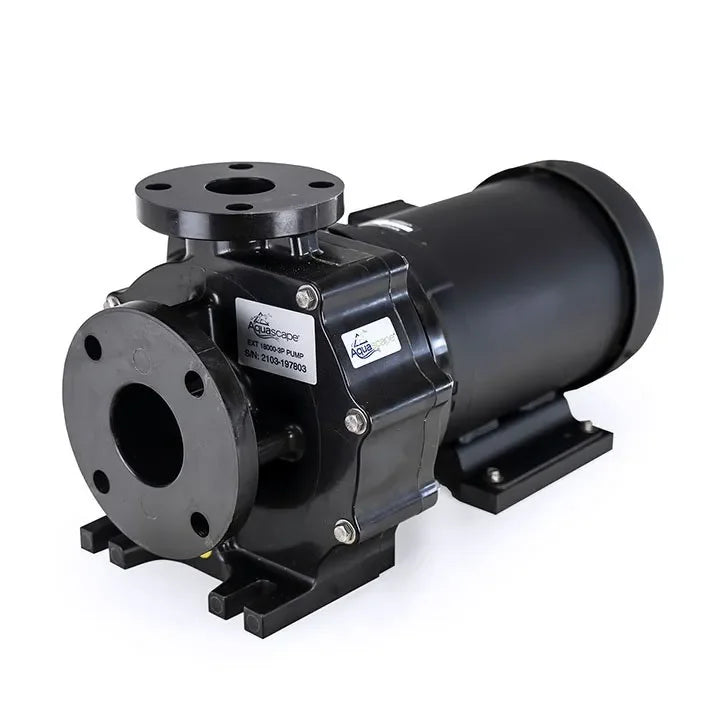 Aquascape Ext 18000 3-p Pond Pump, external pump for pond filtration and water circulation, black and compact design.