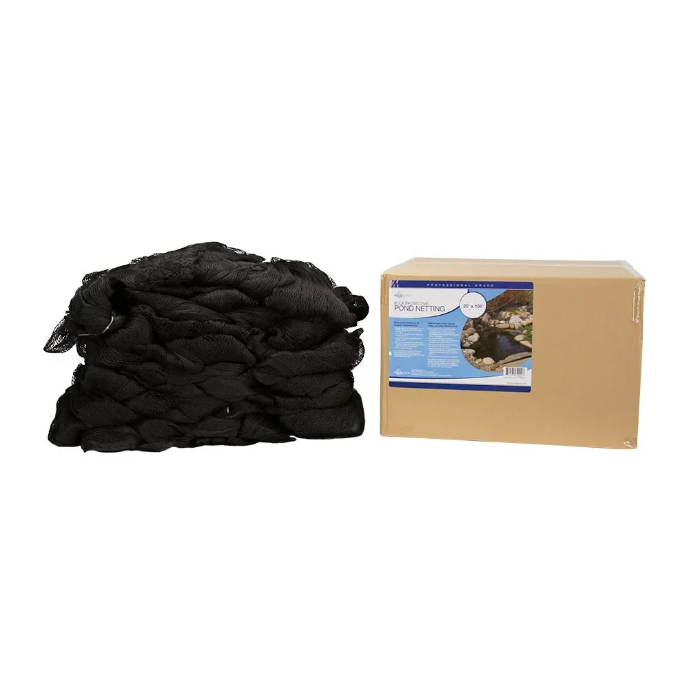 Aquascape bulk protective pond netting for fish ponds, measuring 10 by 100 feet, designed to keep debris and predators out.
