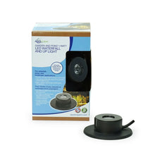 Aquascape pond lighting 6-pack with 1-watt LED waterfall and up lights for garden pond illumination, outdoor water feature lighting.