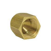 Aquascape 3/8-inch brass flare cap fitting for pond and water feature replacement parts, durable and corrosion-resistant.