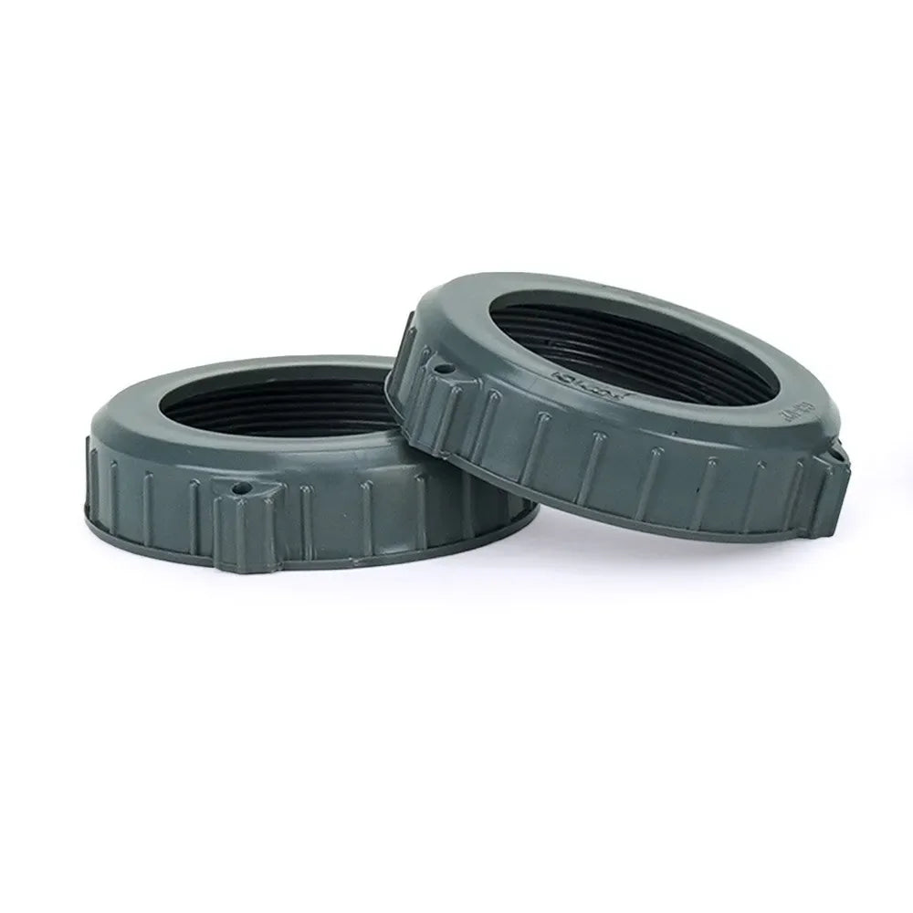 Pair of Aquascape Dual Union Check Valves 2.0 with threaded collars, replacement parts for pond and water feature plumbing.