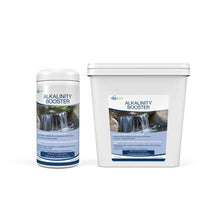Aquascape water treatment alkalinity booster with phosphate binder, 1.1 lb and 9 lb containers, for aquarium water balance and clarity.