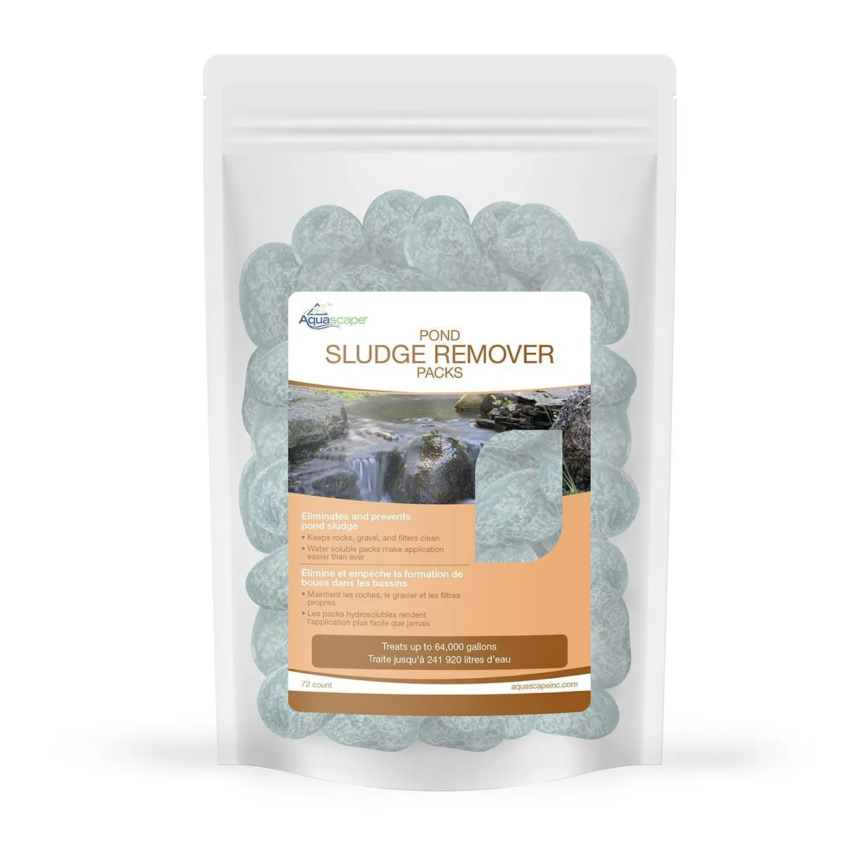 Aquascape Pond Sludge Remover Packs, 18-pack water treatment for pond cleaning and sludge removal in outdoor ponds.