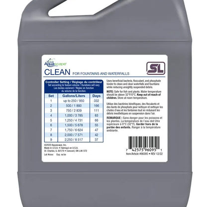 Aquascape Clean water treatment for fountains and waterfalls, 32 oz bottle, used to maintain clear and healthy water features.