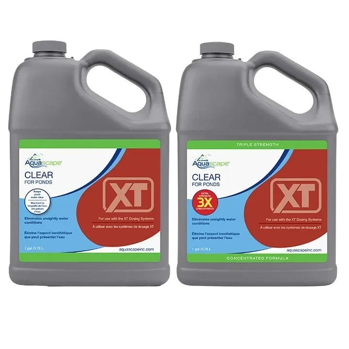Aquascape Clear for Ponds XT water treatment bottle, 1-gallon size, designed to keep pond water clear and healthy.