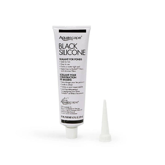 Aquascape Black Silicone Sealant tube, 4.7 oz, used for aquarium and water feature installation, flexible waterproof sealant.