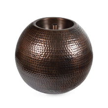 Decorative 30-inch antique brass sphere by Atlantic Water Gardens, showcasing a smooth, polished water feature accent piece.