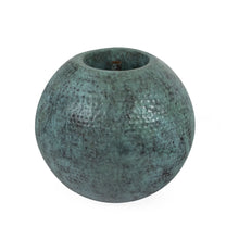 Atlantic Water Gardens 30-inch Verde Brass Sphere decorative feature, showcasing a smooth, vibrant green-brass finish.