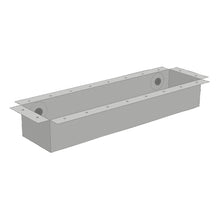 Atlantic Water Gardens custom grey flexible basin for spillways, measuring 108 inches wide, 48 inches deep, and 42 inches high.