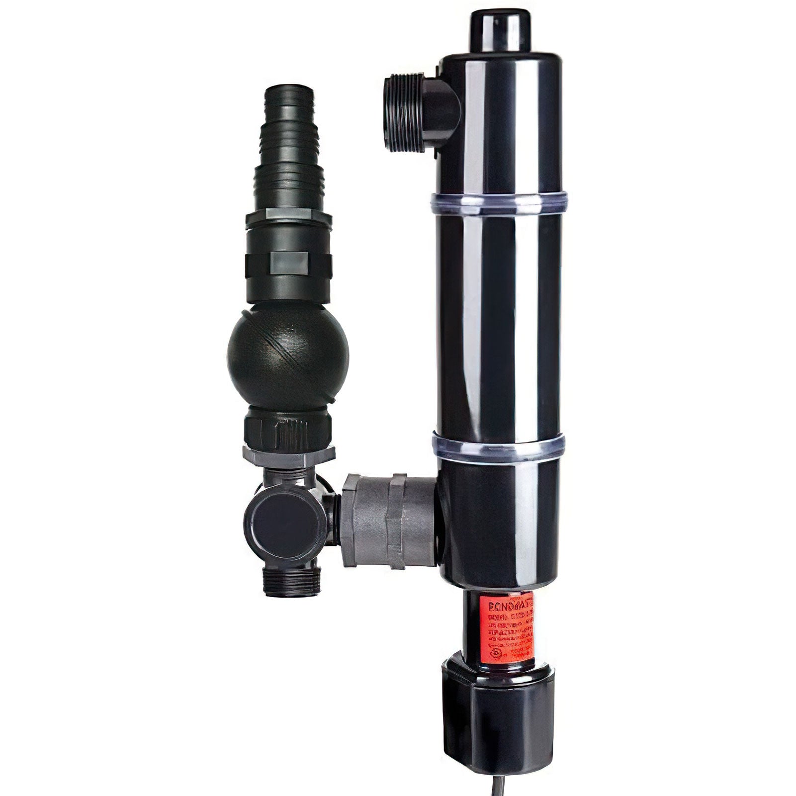 Danner Pondmaster 20-Watt Submersible UVC clarifier for ponds, featuring a compact design and built-in UV sterilization for clear water.