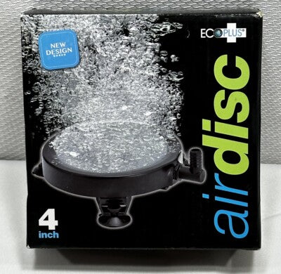 EcoPlus 4-inch round air stone disc for pond aeration, providing oxygen diffusion in aquatic environments.