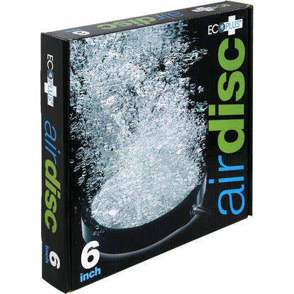 EcoPlus 6-inch round air stone disc for pond aeration, providing bubbles to enhance water oxygenation and clarity.