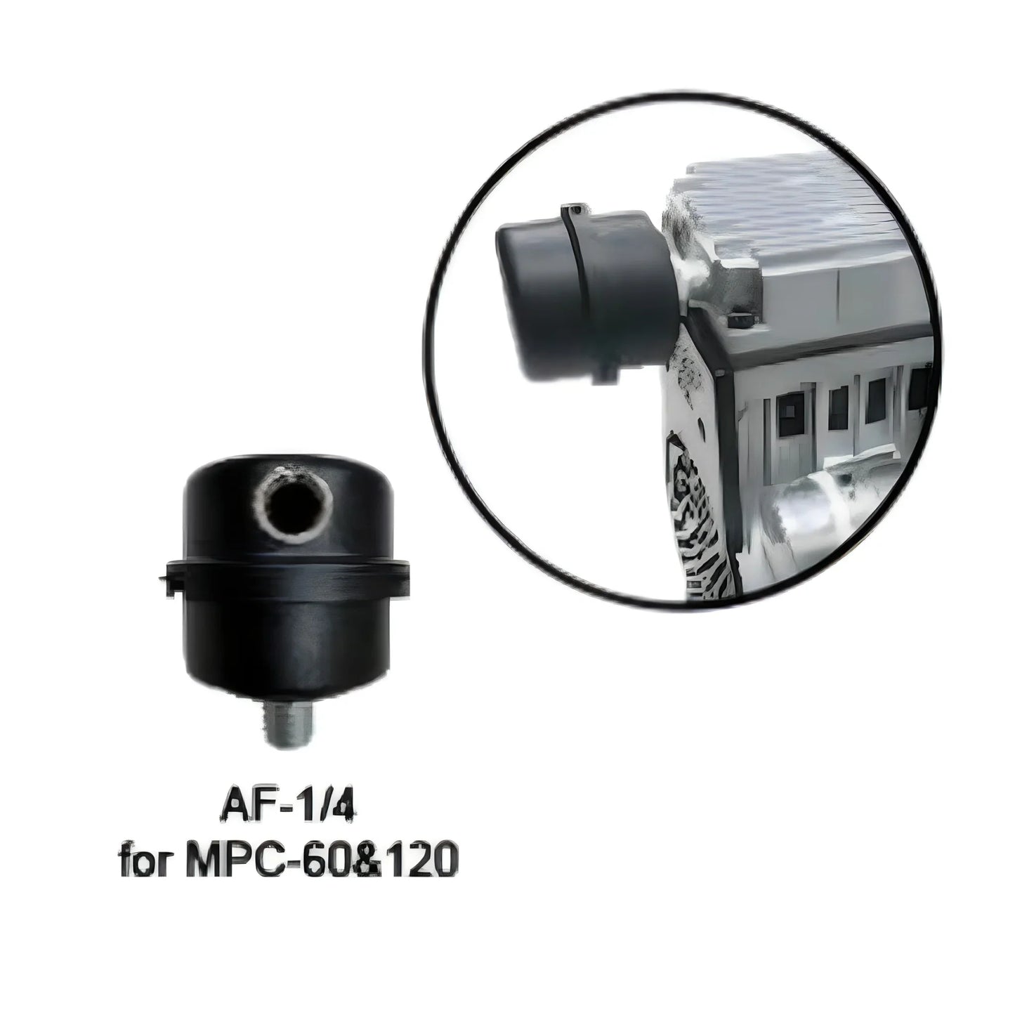 Matala air filter for 1/4hp and 1/2hp lake aeration pumps, featuring 1/4" MPT fitting for efficient water aeration.