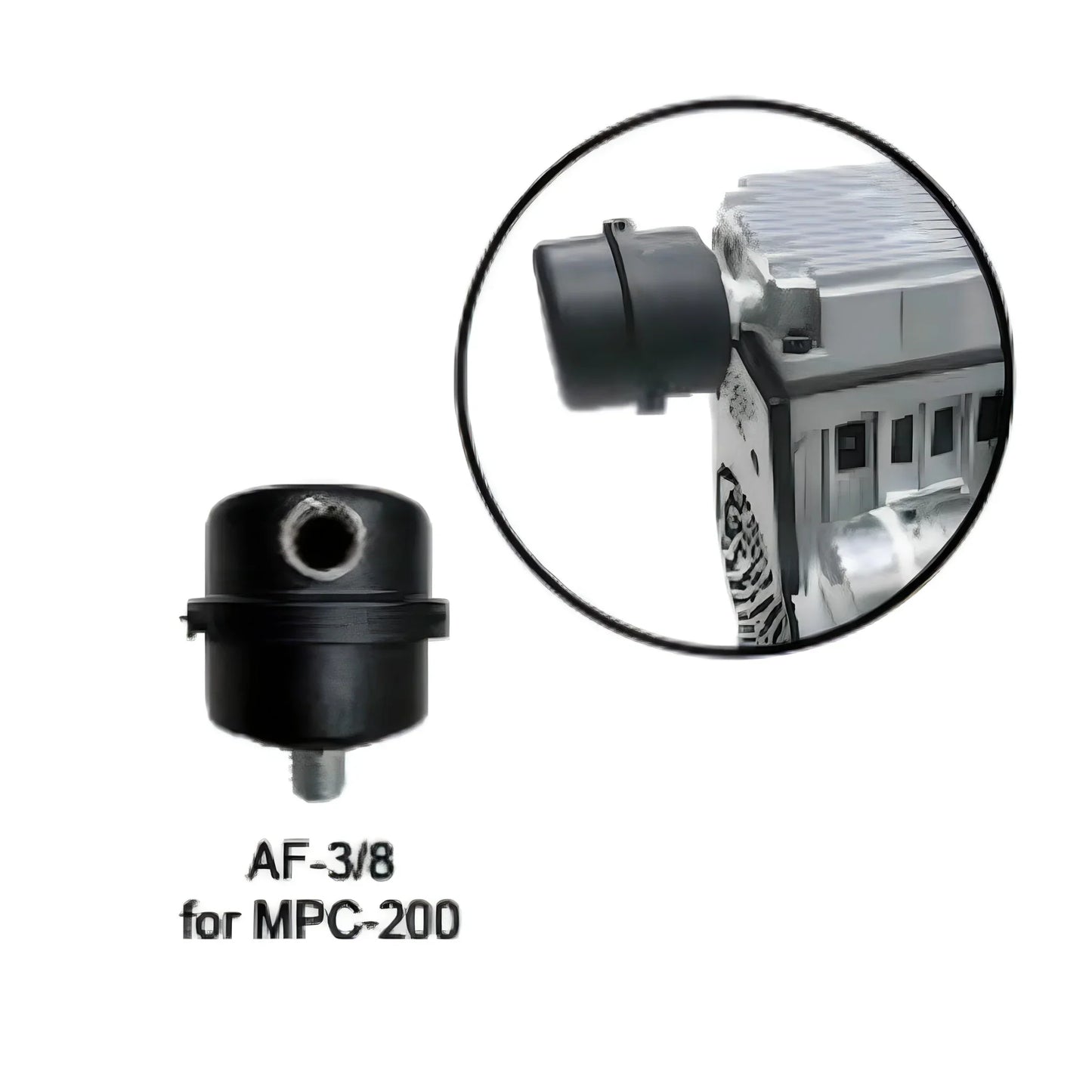 Matala air filter for 3/4hp lake aeration pumps with 3/8 inch MPT connection, shown in a close-up image.