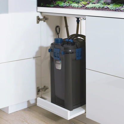Oase BioMaster 2 Thermo 600 filter unit with control panel and inlet/outlet fittings for pond filtration system.