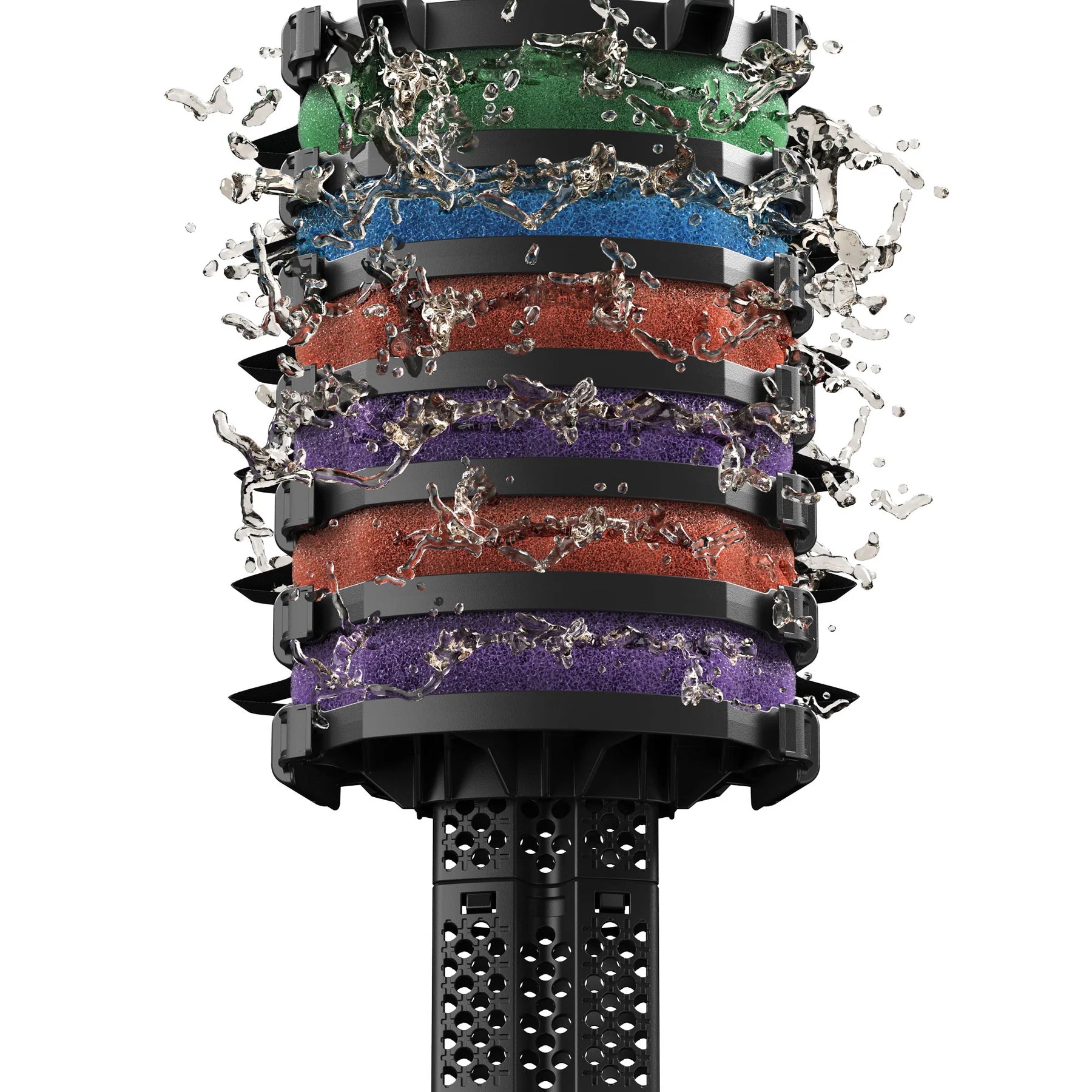 Oase FiltoClear 15500 pressure filter for ponds, showing the 84W filtration unit and filter media inside the device.
