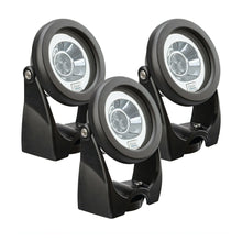 Oase Profilux Garden LED RGB pond lighting set of 3, colorful underwater lights for garden ponds and water features.