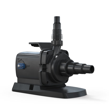 Oase Aquarius Eco Premium 2600 pond pump showing compact design and control panel, ideal for garden pond water circulation.