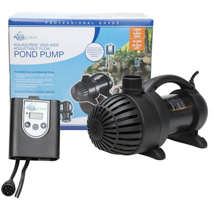 Aquascape AquaSurge PRO 4000-8000 adjustable flow waterfall pump by Ponds Online, designed for pond water features.