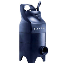 Savio Water Master Solids Submersible Pump 1450 for pond filtration, black pump with inlet and outlet connections.